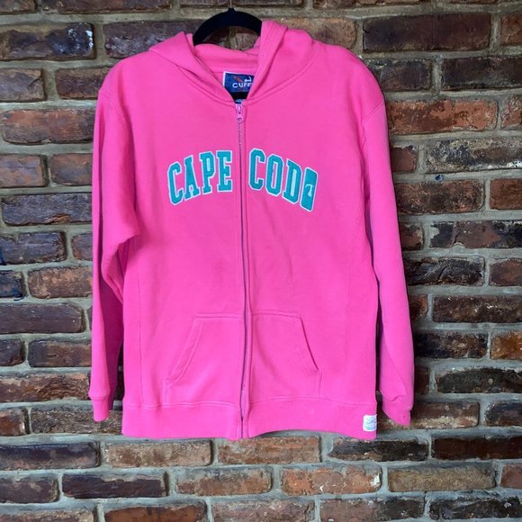 Cuffy's Tops - Cuffy's of Cape Cod Pink Full Zip Embroidered Hoodie Sweatshirt Women's Size 16